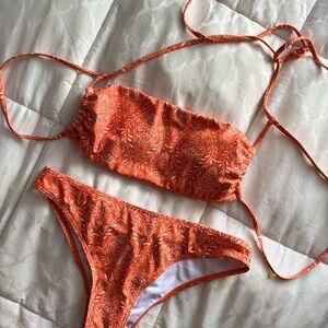 Orange Floral Bikini Set